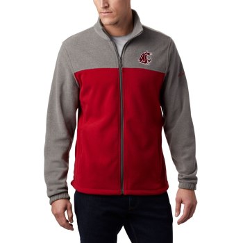 Columbia Muške Jakne - Collegiate Flanker III Fleece - Washington State Sive Crvene | EHCB-14673
